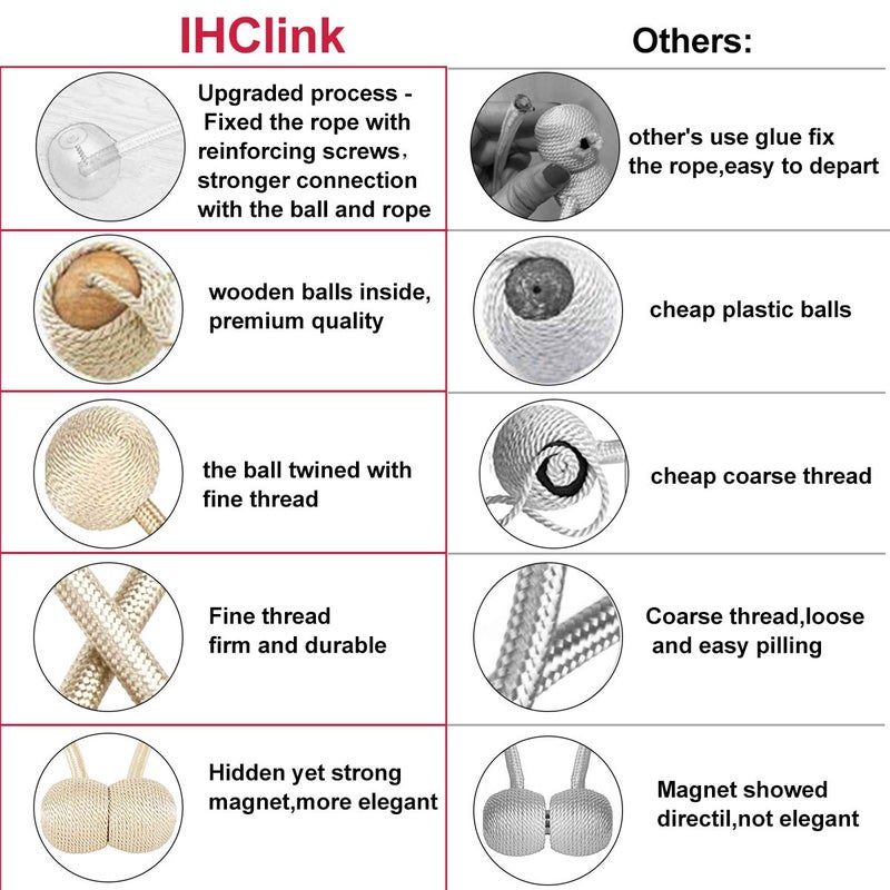 IHClink Window Curtain Tiebacks Clips VS Strong Magnetic Tie Band Home Office Decorative Drapes Weave Holdbacks Holders European Style 1 Pair - Image 3